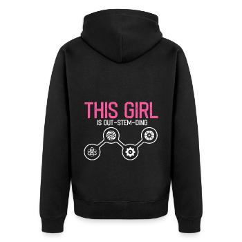 Professorin Steminist Designs für Equality Stem - Unisex Premium Bio Zip Hoodie - Schwarz - Hinten - Nico (187cm)