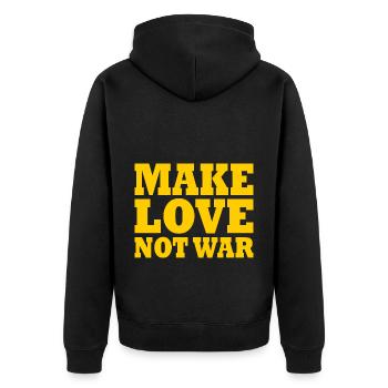 Make love not war - Unisex Premium Bio Zip Hoodie - Schwarz - Hinten - Nico (187cm)