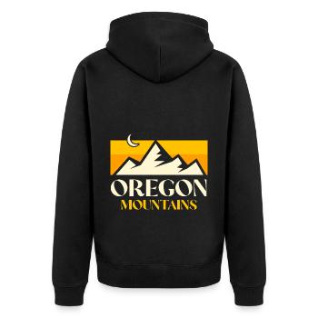 Oregon Mountain USA Staat Amerika Reisen Oregonian - Unisex Premium Bio Zip Hoodie - Schwarz - Hinten - Nico (187cm)