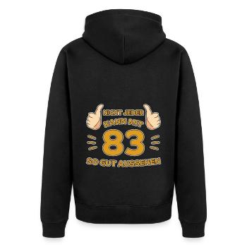 83. Geburtstag Geschenk 83 Jahre Jahrgang Geschenk - Unisex Premium Bio Zip Hoodie - Schwarz - Hinten - Nico (187cm)