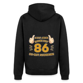 86. Geburtstag Geschenk 86 Jahre Jahrgang Geschenk - Unisex Premium Bio Zip Hoodie - Schwarz - Hinten - Nico (187cm)