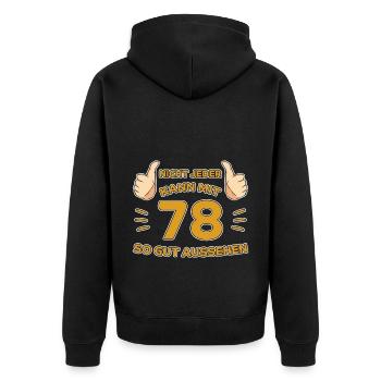 78. Geburtstag Geschenk 78 Jahre Jahrgang Geschenk - Unisex Premium Bio Zip Hoodie - Schwarz - Hinten - Nico (187cm)