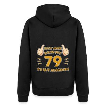 79. Geburtstag Geschenk 79 Jahre Jahrgang Geschenk - Unisex Premium Bio Zip Hoodie - Schwarz - Hinten - Nico (187cm)