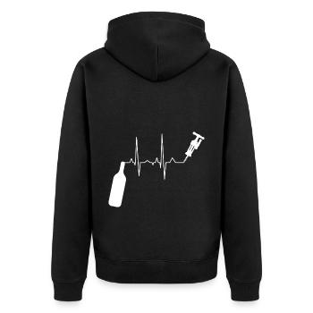 Weintrinker Wein Winzer Weinliebhaber Idee - Unisex Premium Bio Zip Hoodie - Schwarz - Hinten - Nico (187cm)
