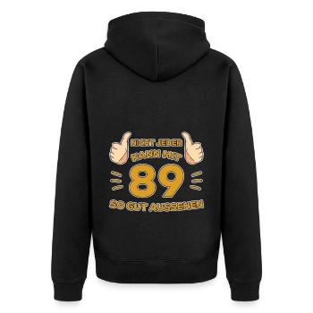 89. Geburtstag Geschenk 89 Jahre Jahrgang Geschenk - Unisex Premium Bio Zip Hoodie - Schwarz - Hinten - Nico (187cm)