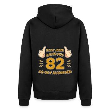 82. Geburtstag Geschenk 82 Jahre Jahrgang Geschenk - Unisex Premium Bio Zip Hoodie - Schwarz - Hinten - Nico (187cm)