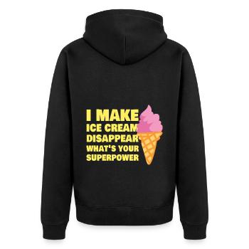 Je fais disparaître la crème glacée drôle Dessert à la crème glacée - Veste à capuche bio Premium Unisexe - noir - Dos - Nico (187cm)