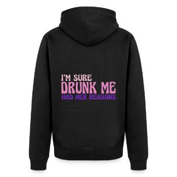 Je suis sûr que Drunk Me avait ses raisons 17 - Veste à capuche bio Premium Unisexe - noir - Dos - Nico (187cm)