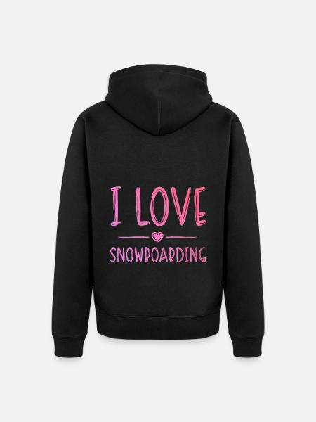 Ich liebe Snowboarding - Unisex Premium Bio Zip Hoodie - Schwarz