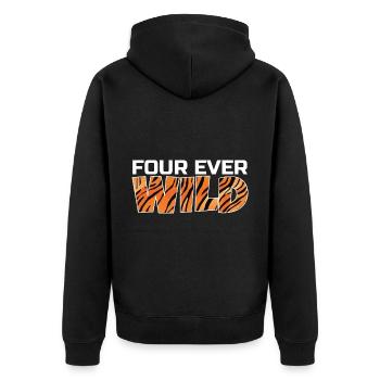 Four Ever Wild 32 - Unisex Premium Bio Zip Hoodie - Schwarz - Hinten - Nico (187cm)