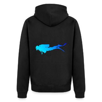 Scuba Diver Damen Scuba Taucher Free Dive - Unisex Premium Bio Zip Hoodie - Schwarz - Hinten - Nico (187cm)