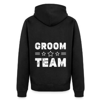 Groom Team - Unisex Premium Bio Zip Hoodie - Schwarz - Hinten - Nico (187cm)