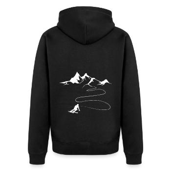 Montagne - Ligne sinueuse - Ski - (6) - Veste à capuche bio Premium Unisexe - noir - Dos - Nico (187cm)