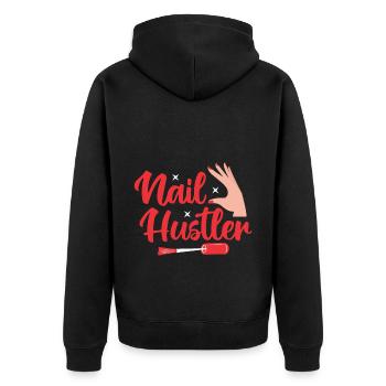 Nagellack Nageldesign Manicure Nagelstudio Nails - Unisex Premium Bio Zip Hoodie - Schwarz - Hinten - Nico (187cm)