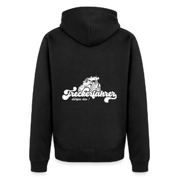 Treckerfahrer Dürfen Das! Trecker Trekker Landwirt - Unisex Premium Bio Zip Hoodie - Schwarz - Hinten - Nico (187cm)