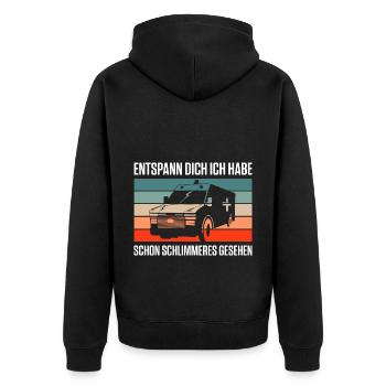 Krankenwagenfahrer Notfallfahrer Patiententranspor - Unisex Premium Bio Zip Hoodie - Schwarz - Hinten - Nico (187cm)