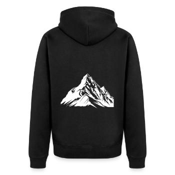 Berge Alpen - Unisex Premium Bio Zip Hoodie - Schwarz - Hinten - Nico (187cm)