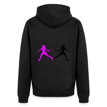 Tennis Spielerin Silhouette - Unisex Premium Bio Zip Hoodie - Schwarz - Hinten - Nico (187cm)