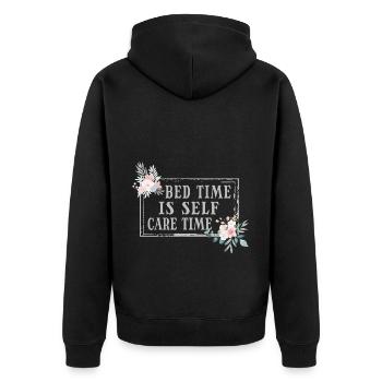 Bed Time Napetizer Selbstpflege Schlafsofa - Unisex Premium Bio Zip Hoodie - Schwarz - Hinten - Nico (187cm)