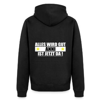 Anni Last Name First Name Birthday - Unisex Premium Organic Zip Hoodie - black - Back - Nico (187cm)