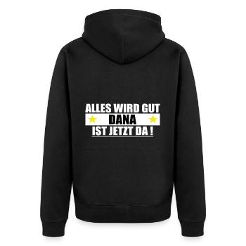 Dana Last Name First Name Birthday - Unisex Premium Organic Zip Hoodie - black - Back - Nico (187cm)