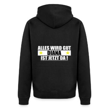 Diana Name Vorname Geburtstag - Unisex Premium Bio Zip Hoodie - Schwarz - Hinten - Nico (187cm)