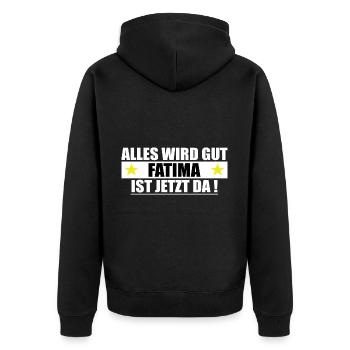 Fatima Last Name First Name Birthday - Unisex Premium Organic Zip Hoodie - black - Back - Nico (187cm)