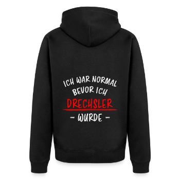 Drechsler Lustiger Spruch Drechseln Beruf Geschenk - Unisex Premium Bio Zip Hoodie - Schwarz - Hinten - Nico (187cm)