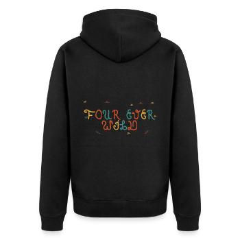 Four Ever Wild 25 - Unisex Premium Bio Zip Hoodie - Schwarz - Hinten - Nico (187cm)