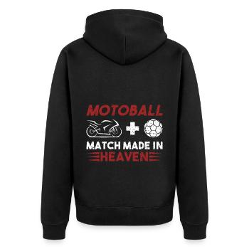 Motoball Match Heaven Motorradfahrer Motorrad - Unisex Premium Bio Zip Hoodie - Schwarz - Hinten - Nico (187cm)