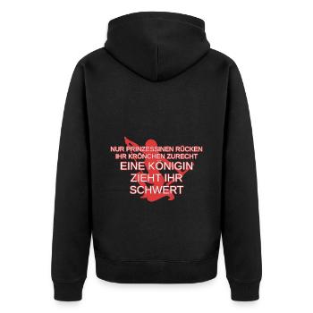 Schert Kämpferin Kriegerin Amazone - Unisex Premium Bio Zip Hoodie - Schwarz - Hinten - Nico (187cm)