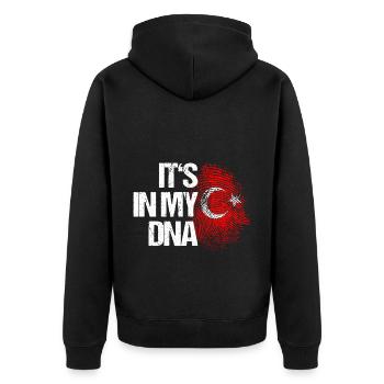 It's in my DNA Türkei Flaggen für Türken in - Unisex Premium Bio Zip Hoodie - Schwarz - Hinten - Nico (187cm)