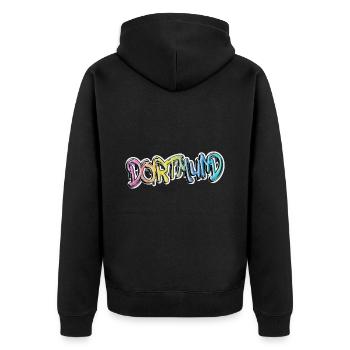Dortmund Deutschland Stadt Graffiti Spray Sprayer - Unisex Premium Bio Zip Hoodie - Schwarz - Hinten - Nico (187cm)