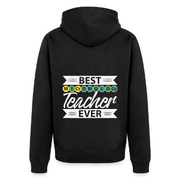 Beste Lehrerin aller Zeiten Biologe Wissenschaft B - Unisex Premium Bio Zip Hoodie - Schwarz - Hinten - Nico (187cm)