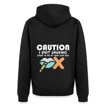Attention J’ai arrêté de fumer Parlez - Veste à capuche bio Premium Unisexe - noir - Dos - Nico (187cm)