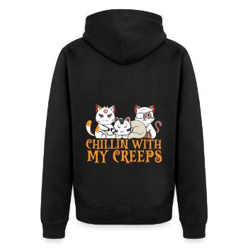 Halloween Katze Hexe - Unisex Premium Bio Zip Hoodie - Schwarz - Hinten - Nico (187cm)
