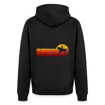 Dressurreiten Dressurreiter Reiten Reiter Pferd - Unisex Premium Bio Zip Hoodie - Schwarz - Hinten - Nico (187cm)