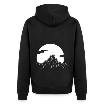 Berg - (32) - Unisex Premium Bio Zip Hoodie - Schwarz - Hinten - Nico (187cm)