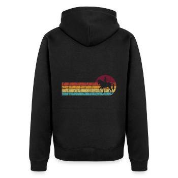 Dressur Dressurreiten Dressurreiter Reiten Pferd - Unisex Premium Bio Zip Hoodie - Schwarz - Hinten - Nico (187cm)