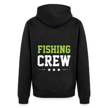 Fishing Crew - Unisex Premium Bio Zip Hoodie - Schwarz - Hinten - Nico (187cm)
