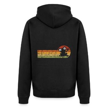 Frosch Frösche Geschenk für Kinder Lustig Witzig - Unisex Premium Bio Zip Hoodie - Schwarz - Hinten - Nico (187cm)