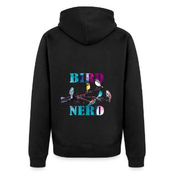 Bird Nerd Lustiges Vogel Design - Unisex Premium Bio Zip Hoodie - Schwarz - Hinten - Nico (187cm)