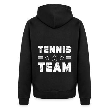 Tennis Team - Unisex Premium Bio Zip Hoodie - Schwarz - Hinten - Nico (187cm)