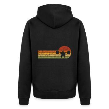 Bodybuilding Bodybuilder GYM Fitnessstudio Retro - Unisex Premium Bio Zip Hoodie - Schwarz - Hinten - Nico (187cm)