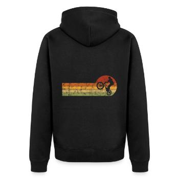 BMX Rad Fahrrad Retro Geschenk Bicycle Motocross - Unisex Premium Bio Zip Hoodie - Schwarz - Hinten - Nico (187cm)