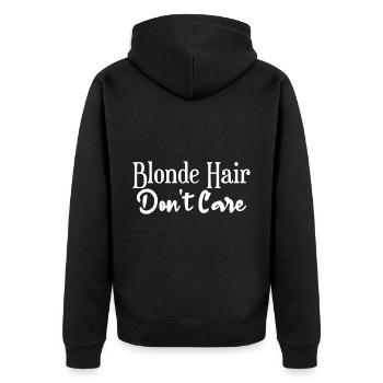 Blonde Hair Don't Care 4 - Unisex Premium Bio Zip Hoodie - Schwarz - Hinten - Nico (187cm)