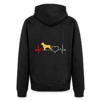 Field Spaniel Hund Vintage Retro Herzschlag - Unisex Premium Bio Zip Hoodie - Schwarz - Hinten - Nico (187cm)