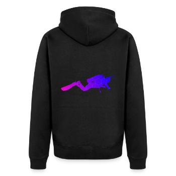 Scuba Taucher Scuba Tauchen Free Dive Herren - Unisex Premium Bio Zip Hoodie - Schwarz - Hinten - Nico (187cm)