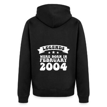 19. Geburtstag Februar Jahrgang 2004 Geschenkidee - Unisex Premium Bio Zip Hoodie - Schwarz - Hinten - Nico (187cm)