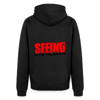 Seeing Eye Human 14 - Unisex Premium Bio Zip Hoodie - Schwarz - Hinten - Nico (187cm)